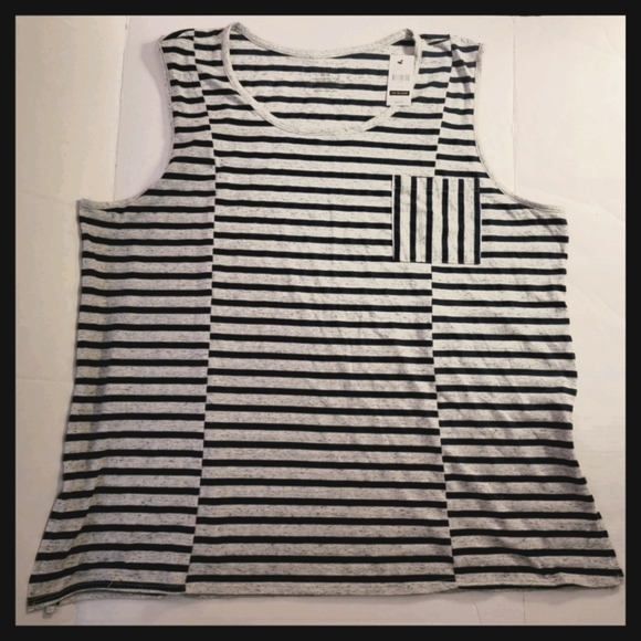 Lane Bryant 26/28 Gray Blue Striped Tank Top - Picture 5 of 5